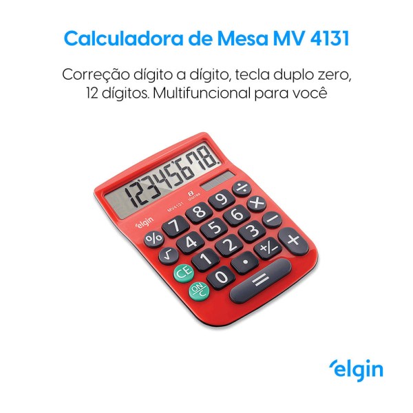 Encontraproduto.com.br - Calculadora De Mesa 8 Dígitos Mv-4131 Vermelha