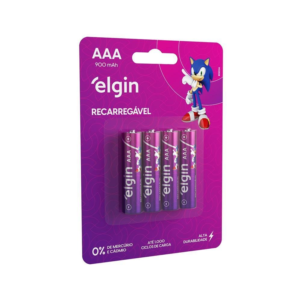 Elgin Recarregável Aaa Pilha Bateria Palito 900mah 1 Cartela Com 4 Pilhas