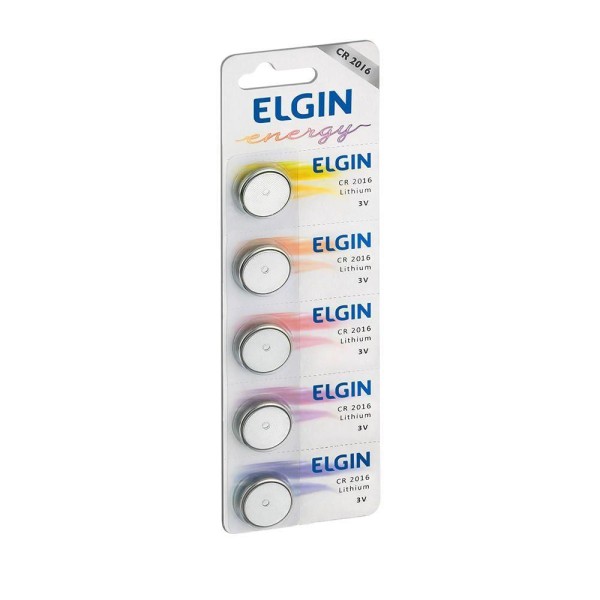Encontraproduto.com.br - Bateria de Lítio 3V CR2016 com 5 Unidades Elgin