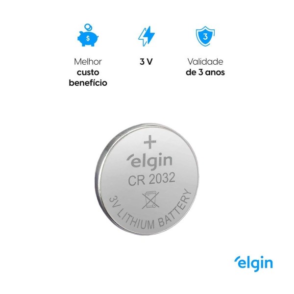 Encontraproduto.com.br - Bateria de Lítio 3V CR2032 Com 5 Unidades 82193 - Elgin