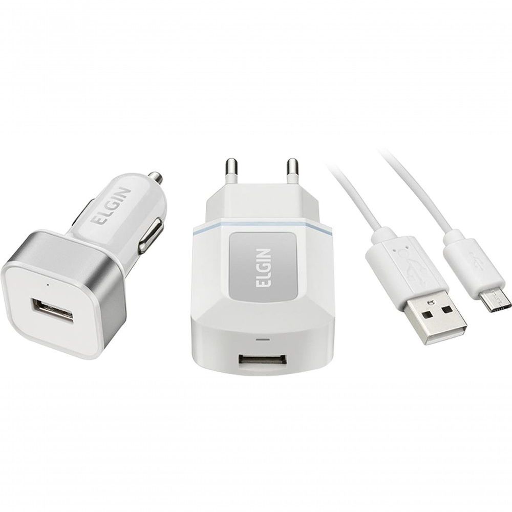 Encontraproduto.com.br - Kit Com Carregadores Veicular Usb+Tomada+Veicular