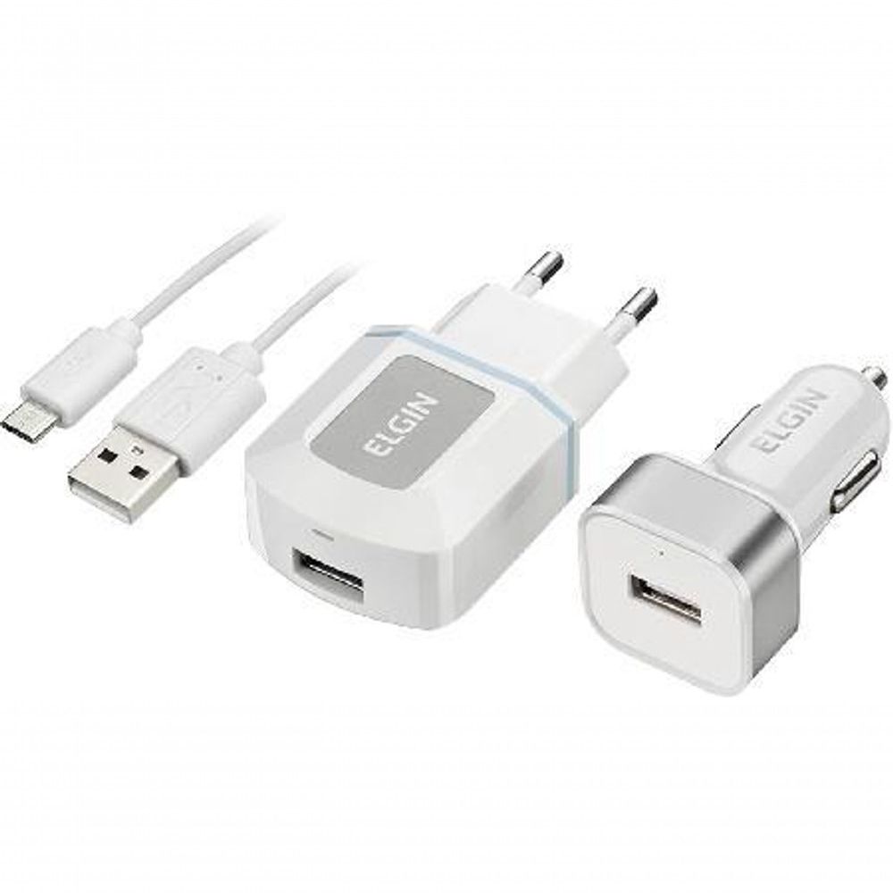 Encontraproduto.com.br - Kit Com Carregadores Veicular Usb+Tomada+Veicular
