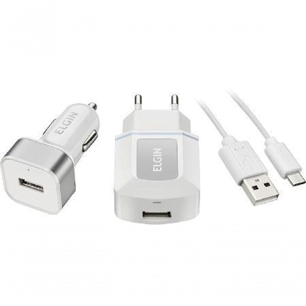 Encontraproduto.com.br - Kit Com Carregadores Veicular Usb+Tomada+Veicular