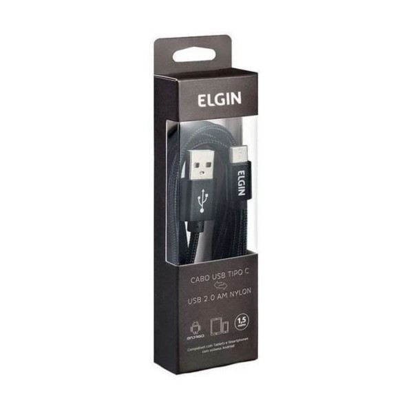 Encontraproduto.com.br - Cabo Usb 2.0 Tipo C 1 m Preto Elgin