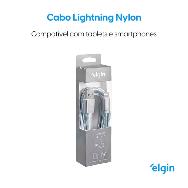 Encontraproduto.com.br - Cabo Usb 2.0 Apple Lightning 1,5 m Cinza Elgin