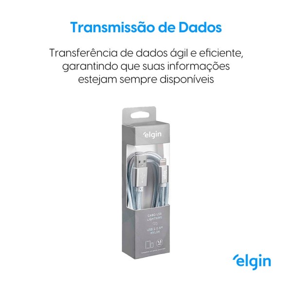 Encontraproduto.com.br - Cabo Usb 2.0 Apple Lightning 1,5 m Cinza Elgin