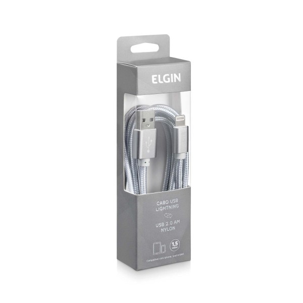 Encontraproduto.com.br - Cabo Usb 2.0 Apple Lightning 1,5 m Cinza Elgin