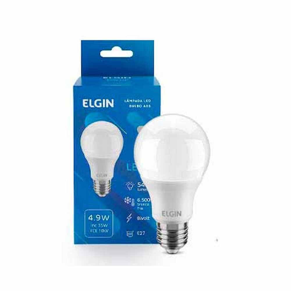 Encontraproduto.com.br - Lâmpada LED Elgin Bulbo A55 4,9W Bivolt 6500K Luz Branca (MP)