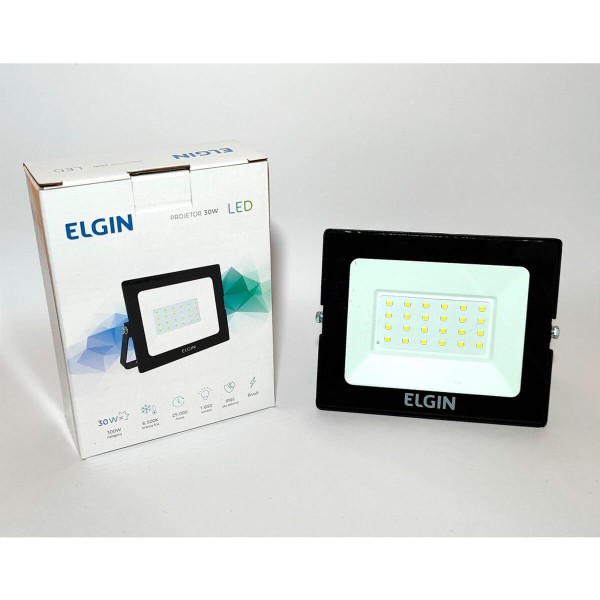 Encontraproduto.com.br - Refletor Led Elgin 30W Projetor Preto Bivolt