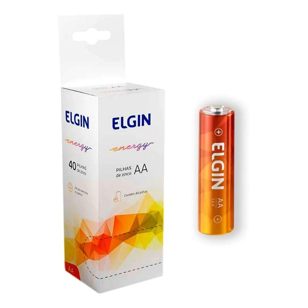 Pilha Zinco Aa Tubo 40 Unidades Elgin R06p [f108]