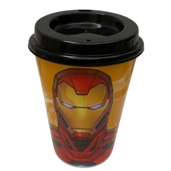Encontraproduto.com.br - Kit 4 Copos para Café 320ml com Tampa Avengers