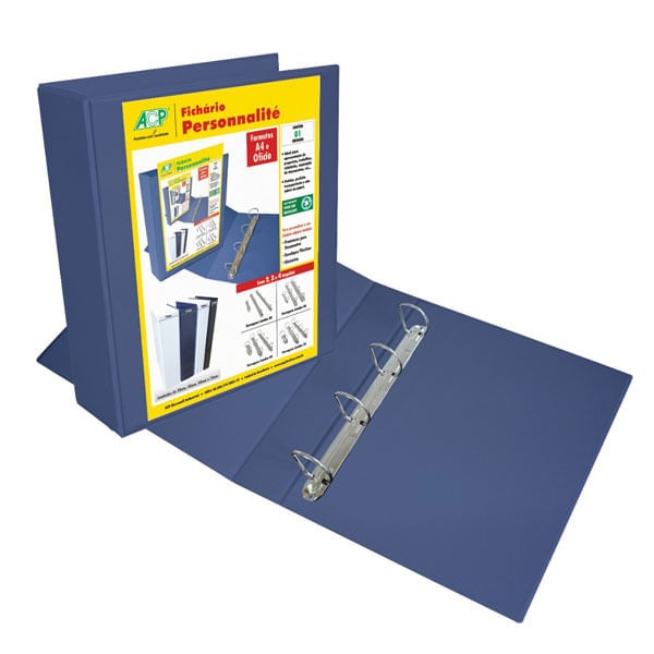 Fichário Personalité 4 Argolas 4.0cm Azul - Acp