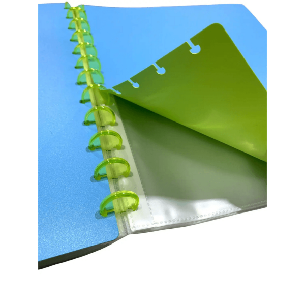 Encontraproduto.com.br - Pasta Catálogo Espiral Candy 30 Envelopes A4 Azul/Verde - Acp