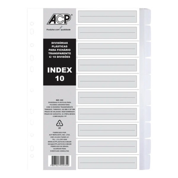 Encontraproduto.com.br - Divisória 10 Projeções Transparente - Acp