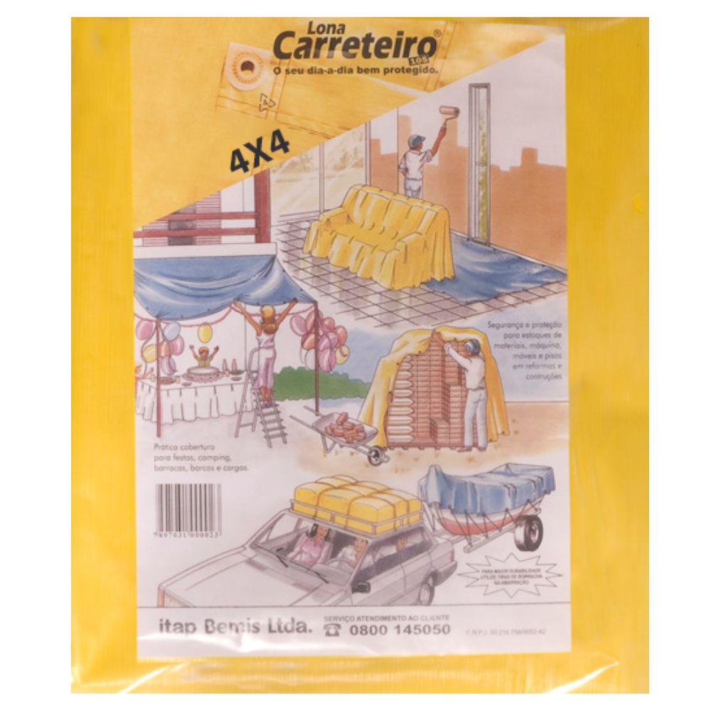 Encontraproduto.com.br - Lona Carreteiro 105 Gr Com Ilhozes Pc 4mx4m Amarela Plasitap