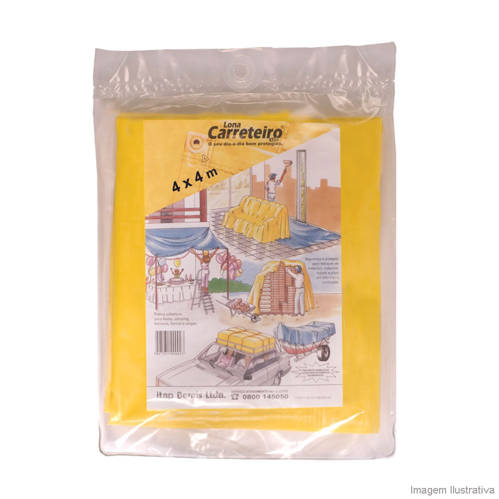 Encontraproduto.com.br - Lona Carreteiro 105 Gr Com Ilhozes Pc 4mx4m Amarela Plasitap