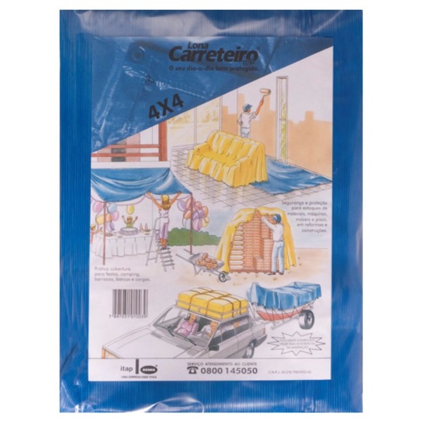 Lona Carreteiro 105 Gr Com Ilhozes Pc 4mx4m Azul Plasitap