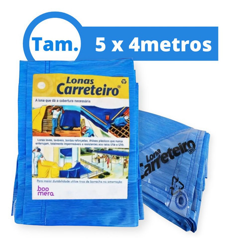 Lona Carreteiro 5 X 4 Azul Impermeável Multiuso C/ Ilhós