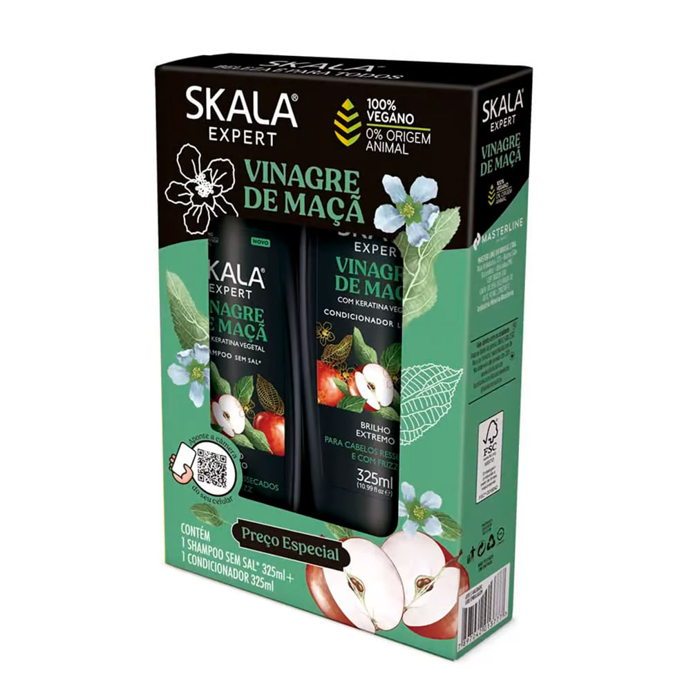 SKALA KIT VINAGRE DE MACA SHAMPOO + CONDICIONADOR 325ML CADA 650 ML X