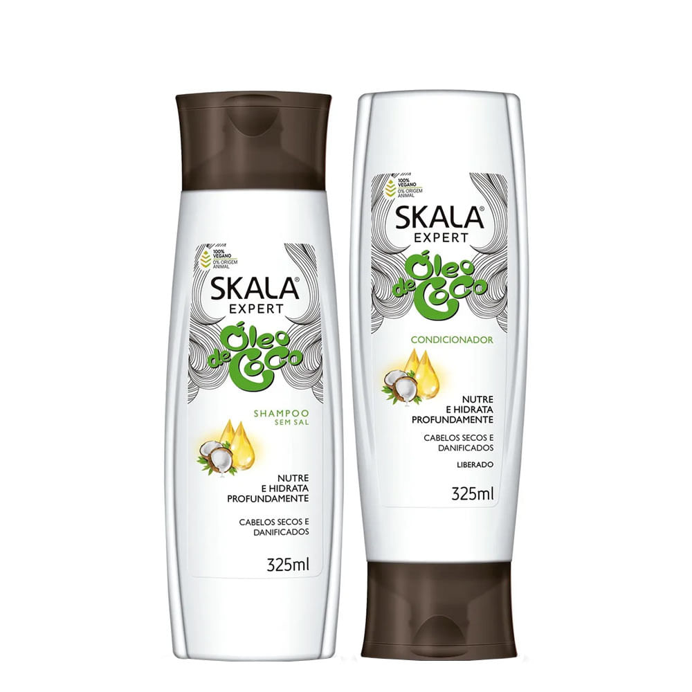 Encontraproduto.com.br - Kit Skala Sh325Ml+Cond325Ml Oleo De Coco 650ML