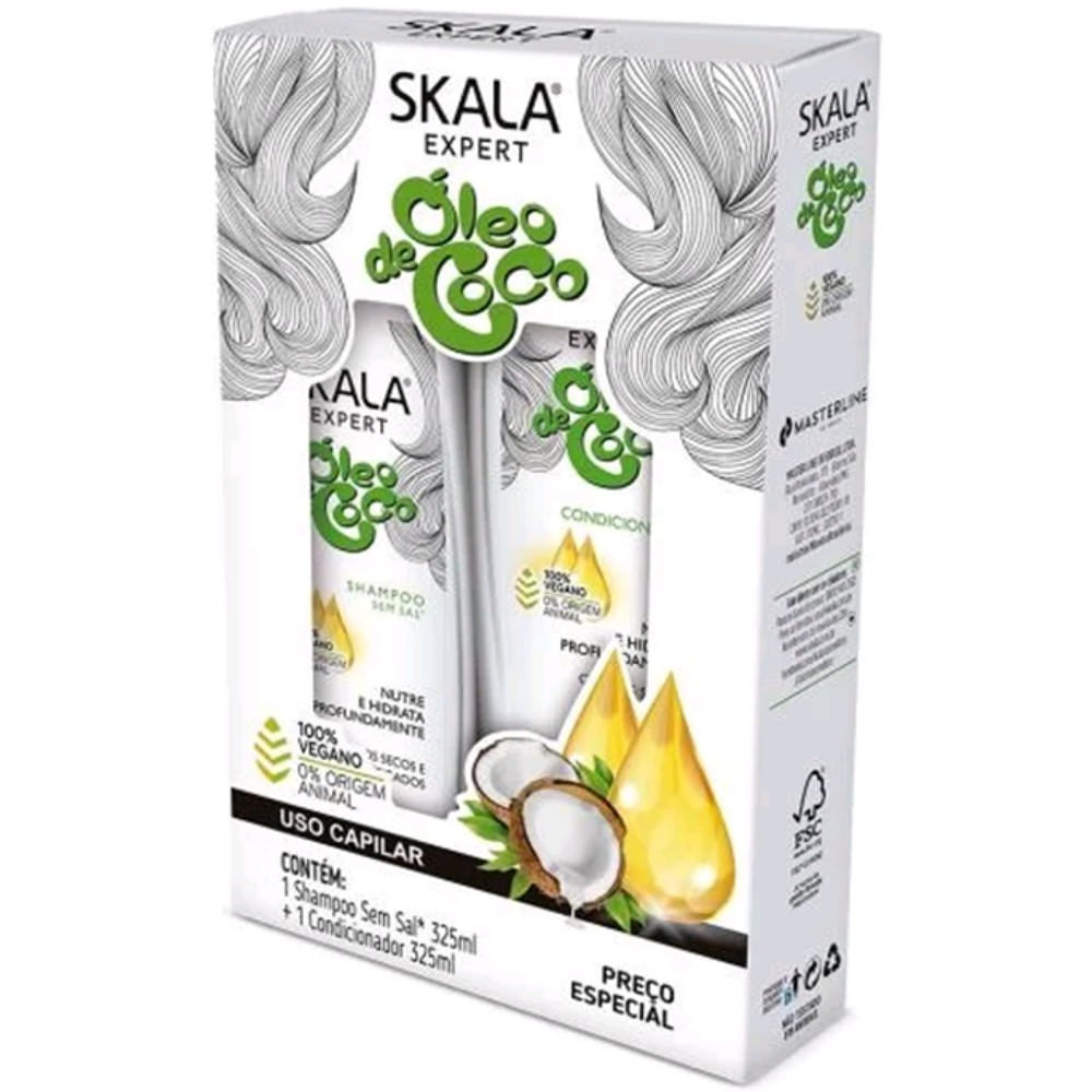 Encontraproduto.com.br - Kit Skala Sh325Ml+Cond325Ml Oleo De Coco 650ML