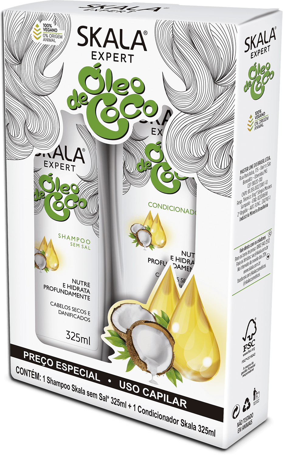 Encontraproduto.com.br - Kit Skala Sh325Ml+Cond325Ml Oleo De Coco 650ML