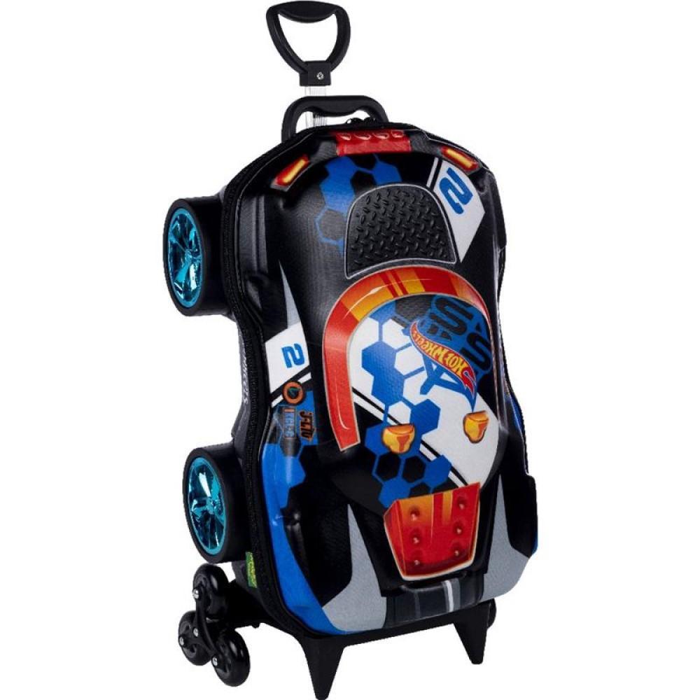 Encontraproduto.com.br - Mochila Com Rodas 3d Hotwheels Terrain Storm Preto - Maxtoy