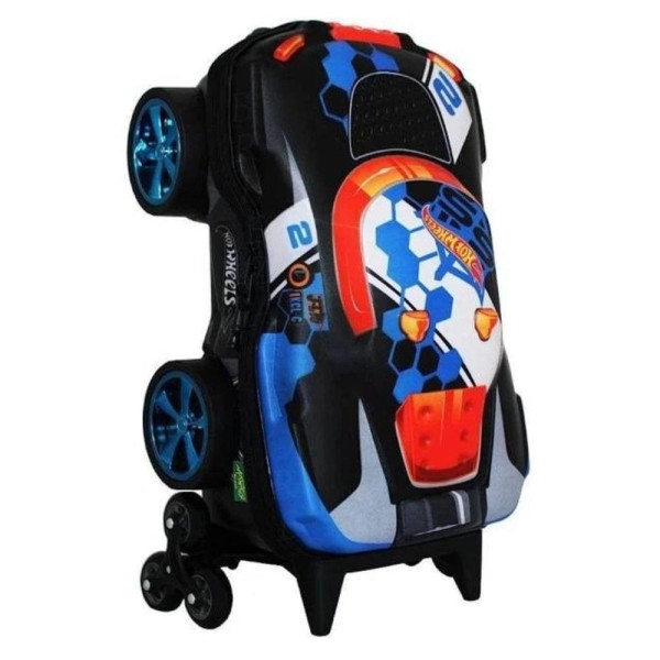 Encontraproduto.com.br - Mochila Com Rodas 3d Hotwheels Terrain Storm Preto - Maxtoy
