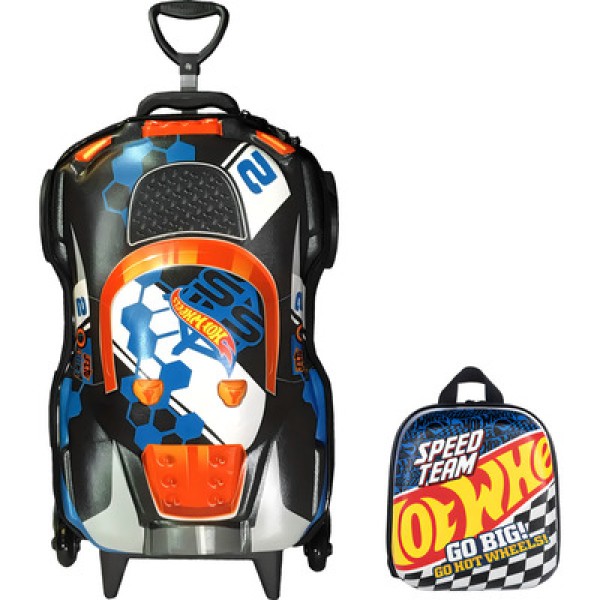 Mochila Com Rodas 3d Hotwheels Terrain Storm Preto - Maxtoy