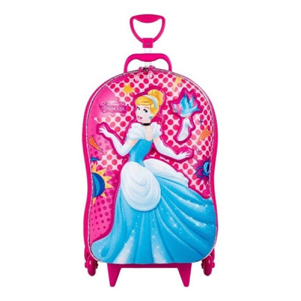 Mochila de Rodinhas 3D Maxtoy Princesa Cinderela Rosa