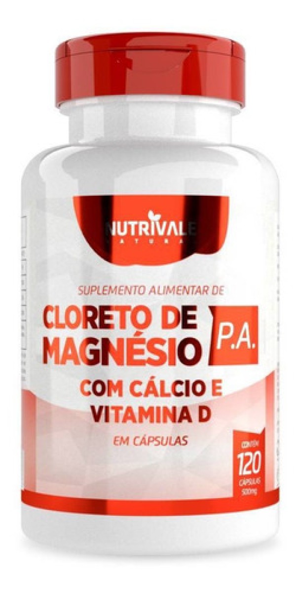 Cloreto de Magnésio P.A. com Cálcio e Vitamina D 120 cápsulas - Nutrivale