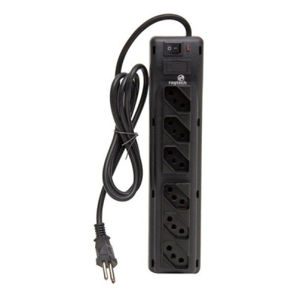 Encontraproduto.com.br - Protetor Eletrônico Ragtech 6 Tomadas Black
