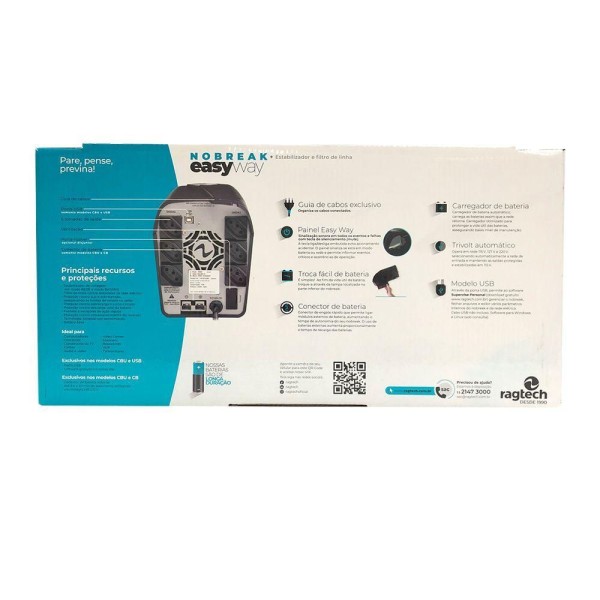 Encontraproduto.com.br - Nobreak Ragtech Senoidal 1400a Bivolt C/ Saida Bat Externa