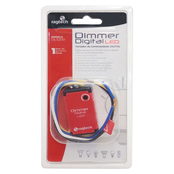 Encontraproduto.com.br - Dimmer Digital Ragtech Dls200 P/ Lâmpadas Led 200W(110V-127V