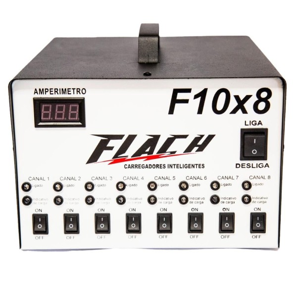 Encontraproduto.com.br - Carregador de Bateria Inteligente com 8 Saídas de 10A Bivolt Flach F10X8