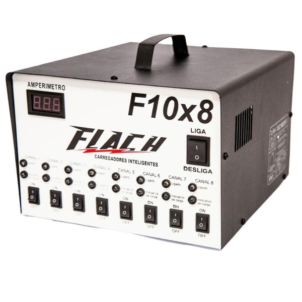 Encontraproduto.com.br - Carregador de Bateria Inteligente com 8 Saídas de 10A Bivolt Flach F10X8