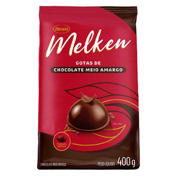 Gotas de Chocolate Melken Meio Amargo 400g - Harald