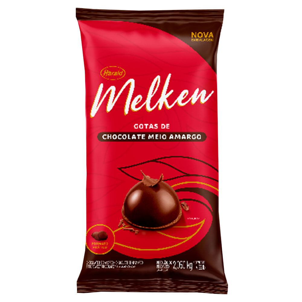 Encontraproduto.com.br - Chocolate Melken Meio Amargo - Gotas 2,05Kg HARALD