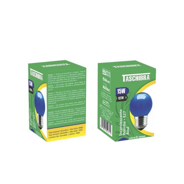 Encontraproduto.com.br - Lâmpada Incandescente Taschibra Bolinha 15w 110v Azul