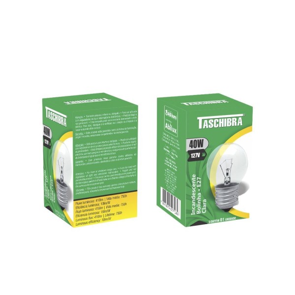 Encontraproduto.com.br - Lâmpada Bolinha Clara E27 40w 127v Taschibra