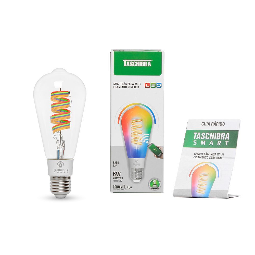 Encontraproduto.com.br - Lâmpada Led Smart Wi-fi Inteligente St64 Filamento 6w E27 Rgb Taschibra
