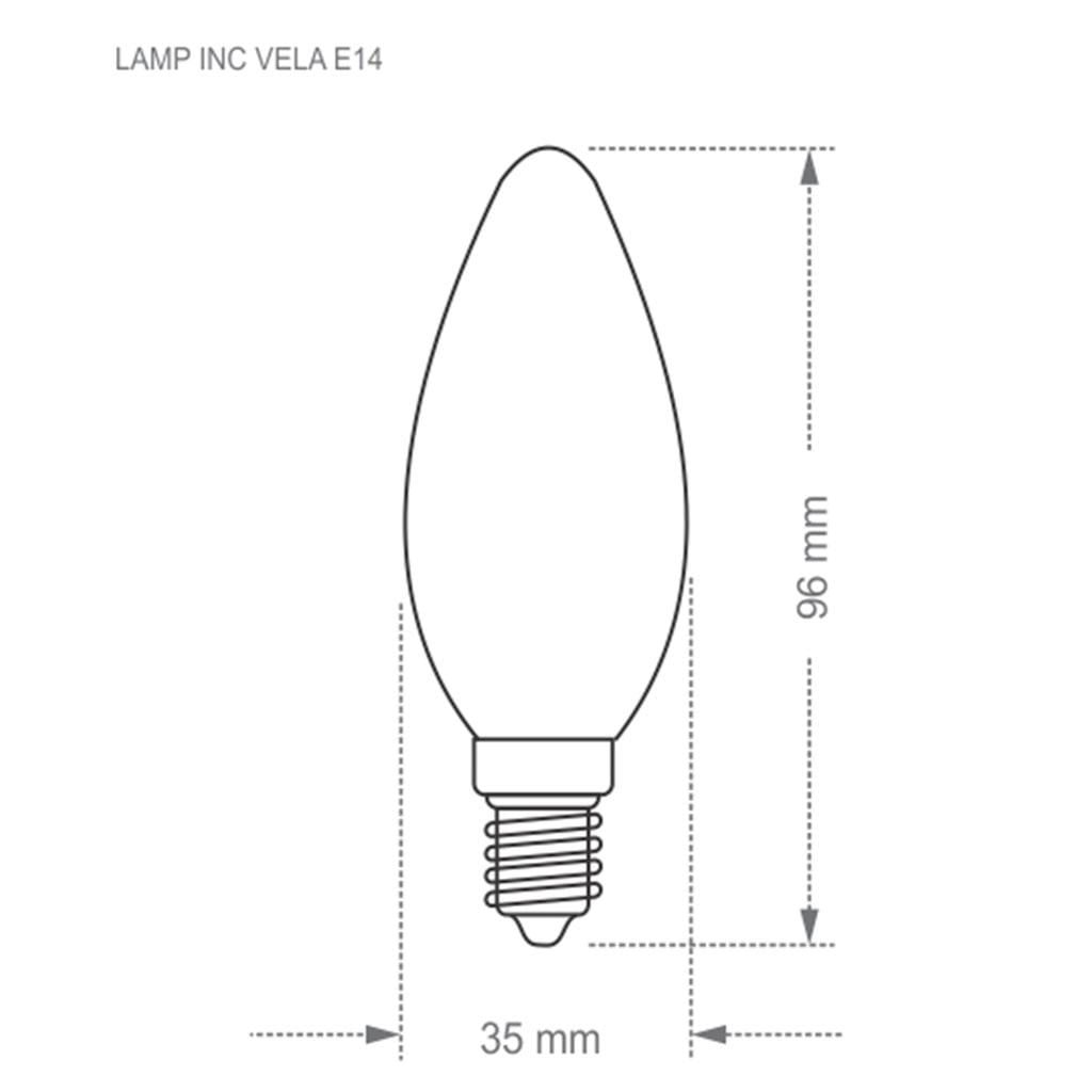 Encontraproduto.com.br - Lâmpada Incandescente Vela Lisa Clara 25w 127v E14 3,5x3,5x9,6cm - Taschibra