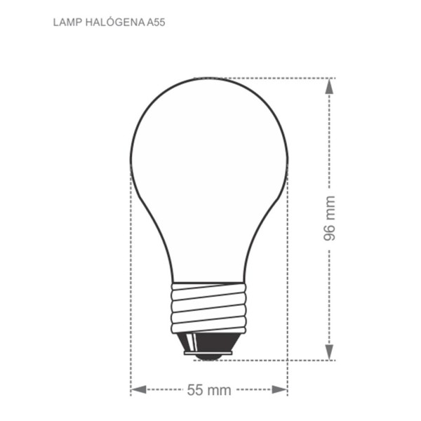 Encontraproduto.com.br - Lâmpada Halógena Taschibra A55 42W E27 2700K Luz Amarela