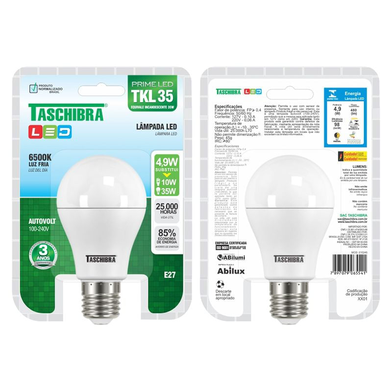 Encontraproduto.com.br - Lâmpada Led Taschibra TKL 35 4,9W E27 Bivolt