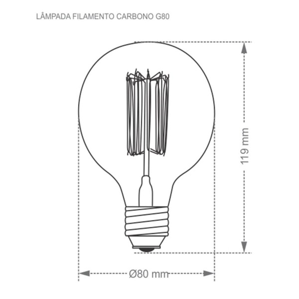 Encontraproduto.com.br - Lâmpada Filamento de Carbono Taschibra G80 40W E27