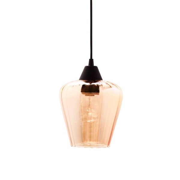 Encontraproduto.com.br - Luminária Pendente Taschibra Layla P Canelado Conhaque 1xe27 Preta