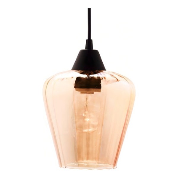 Encontraproduto.com.br - Luminária Pendente Taschibra Layla P Canelado Conhaque 1xe27 Preta