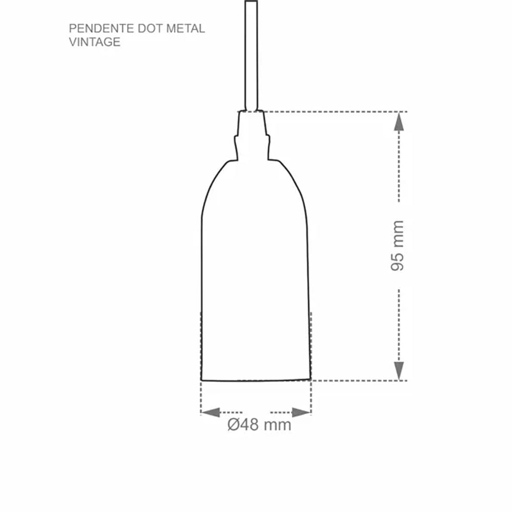 Encontraproduto.com.br - Pendente Dot Metal Longo Preto E27 1 Lampada Taschibra