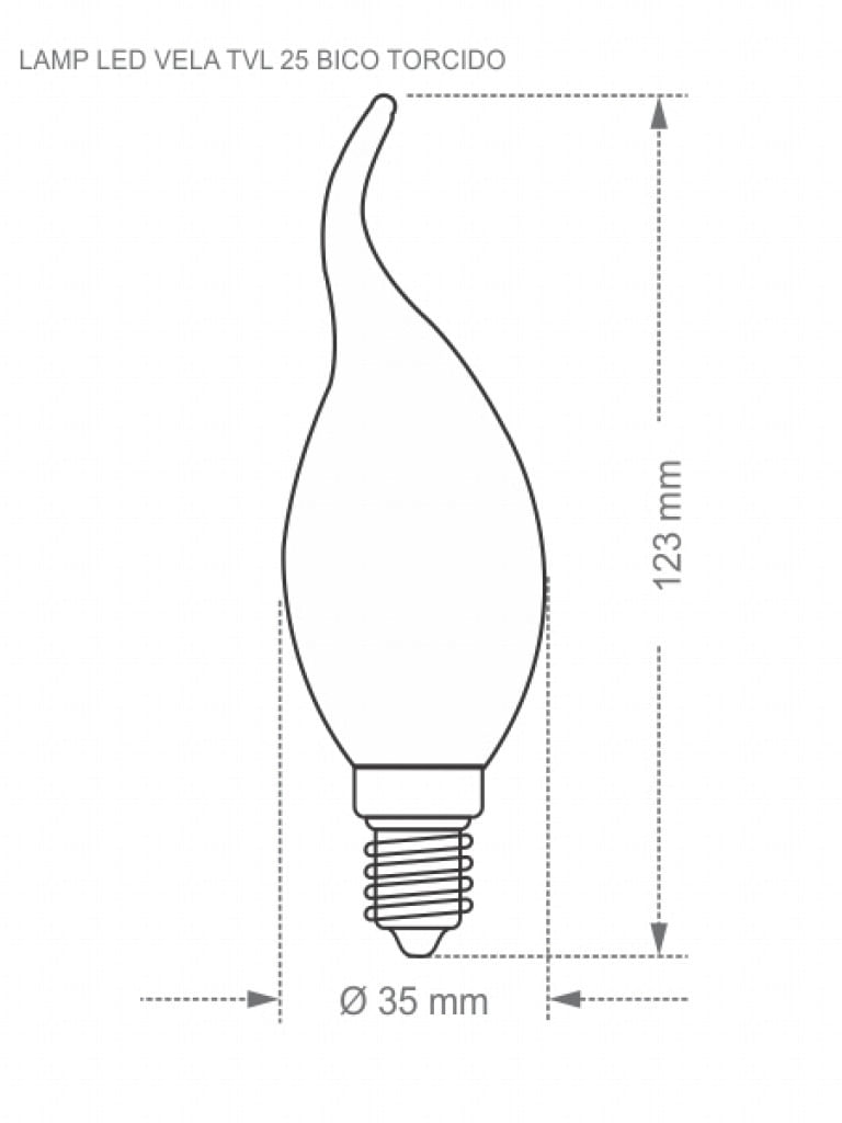 Encontraproduto.com.br - Lâmpada Led Vela Bico Torcido Tvl 3w Taschibra E14/e27 Bivolt 2700k Luz Quente