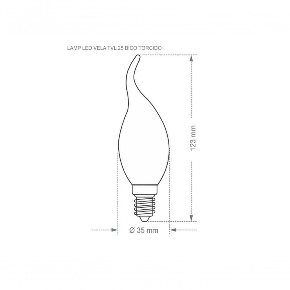 Encontraproduto.com.br - Lâmpada Led Vela Bico Torcido Tvl 3w Taschibra E14/e27 Bivolt 2700k Luz Quente